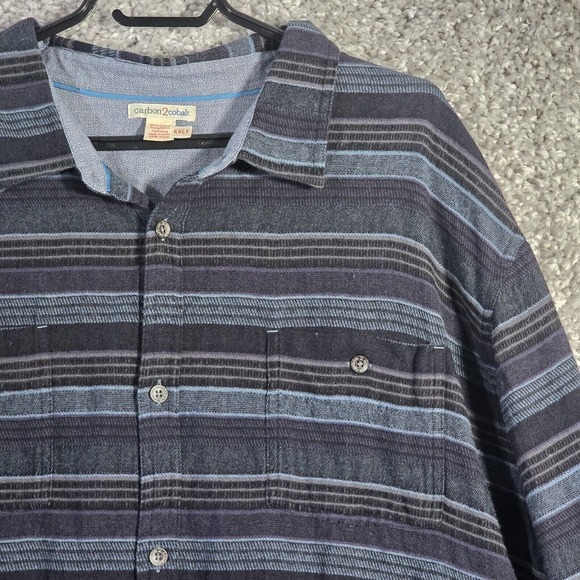 Carbon2Cobalt Men Striped Flannel Button Shirt Size XXLT Fall Layer Outdoor - Picture 3 of 11